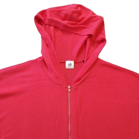 Cabi 5137 Beachcomber Hoodie Coral Full Double Zip Pockets Lightweight Oversized - Picture 6 of 9